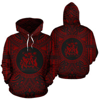 Norfolk Island ll Over Hoodie Norfolk Island Coat of rms Polynesian Red Black - Polynesian Pride