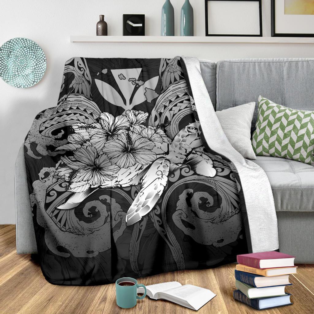 Hawaii Turtle Wave Polynesian Premium Blanket - Hey Style Gray - Polynesian Pride