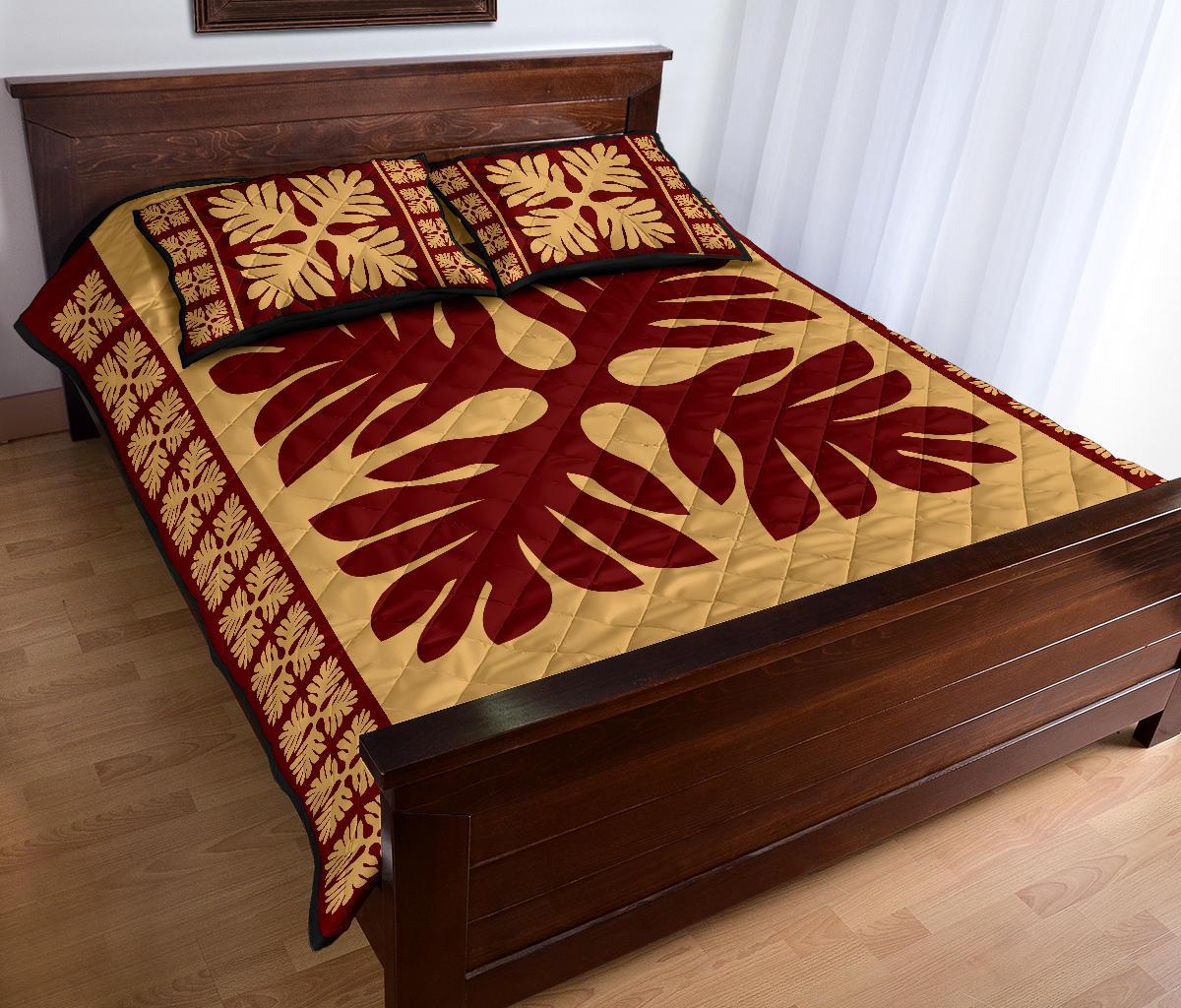 Hawaiian Quilt Pattern Palm Four Petal Quilt Bed Set - Polynesian Pride