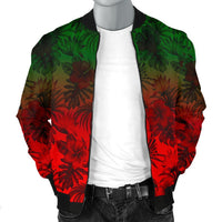 Polynesian Men's Bomber Jacket - Red Hibiscus Patterns - Polynesian Pride