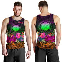 Northern Mariana Islands Polynesian Men's Tank Top - Summer Hibiscus - Polynesian Pride
