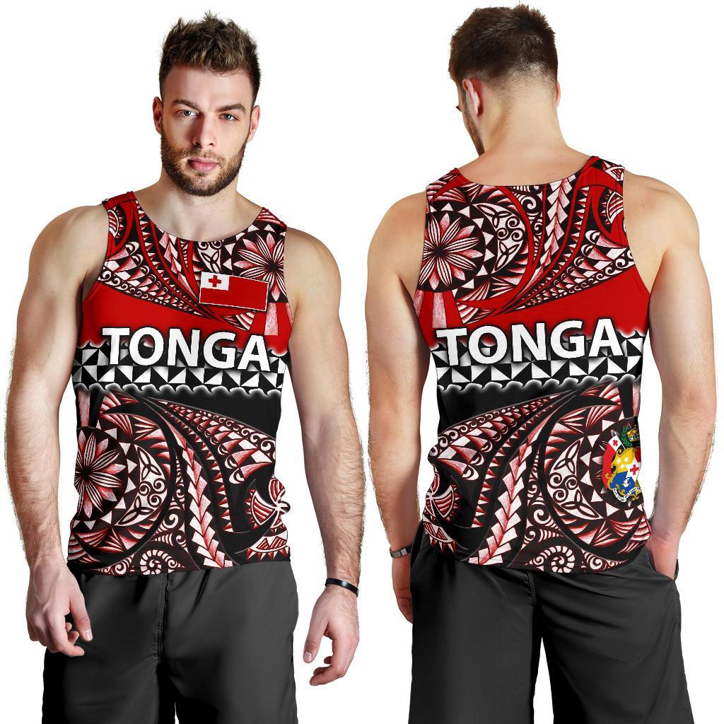 Tonga Men Tank Top Polynesian Tattoo Tongan Tapa Red - Polynesian Pride