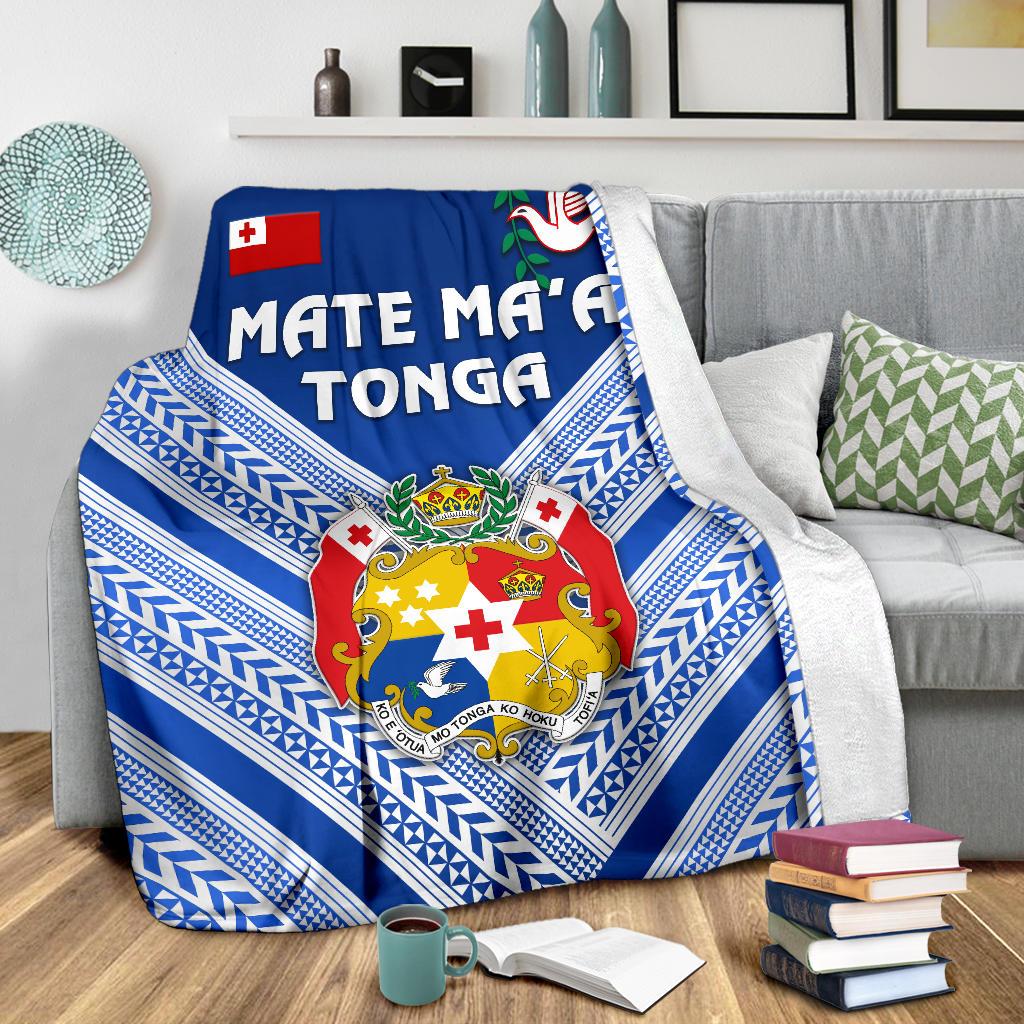 Mate Ma'a Tonga Rugby Premium Blanket Polynesian Creative Style - Blue - Polynesian Pride