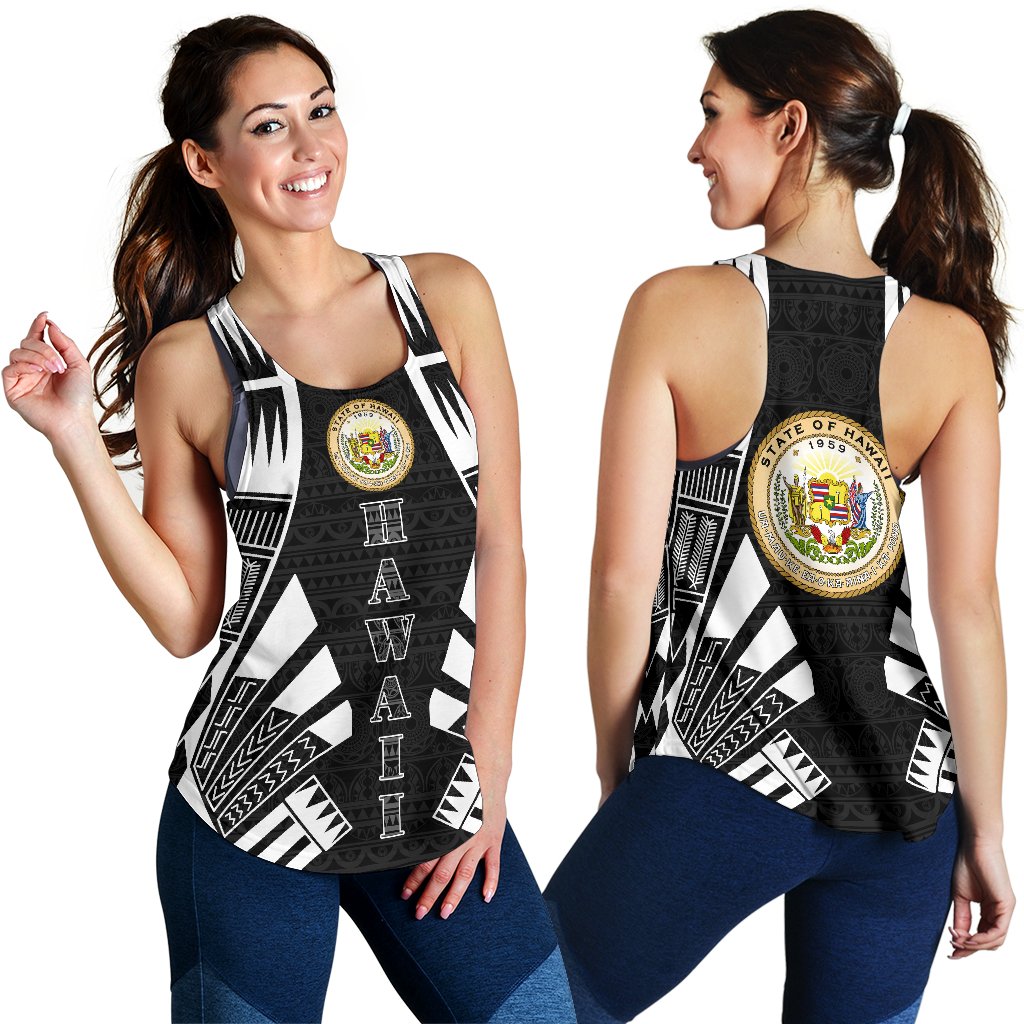 Hawaii Women Racerback Tank - Polynesian Tattoo Black - Polynesian Pride