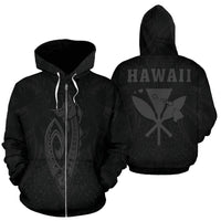 Polynesian Fish Hook Kanaka Map of Hawaii Zip Hoodie Grey Unisex Grey - Polynesian Pride