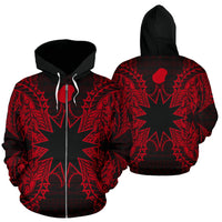 Nauru Polynesian All Over Zip up Hoodie Map Red Unisex Red - Polynesian Pride