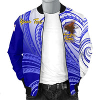 American Samoa Polynesian Custom Personalised Personalized Men's Bomber Jacket - Bald Eagle (Blue) - Polynesian Pride