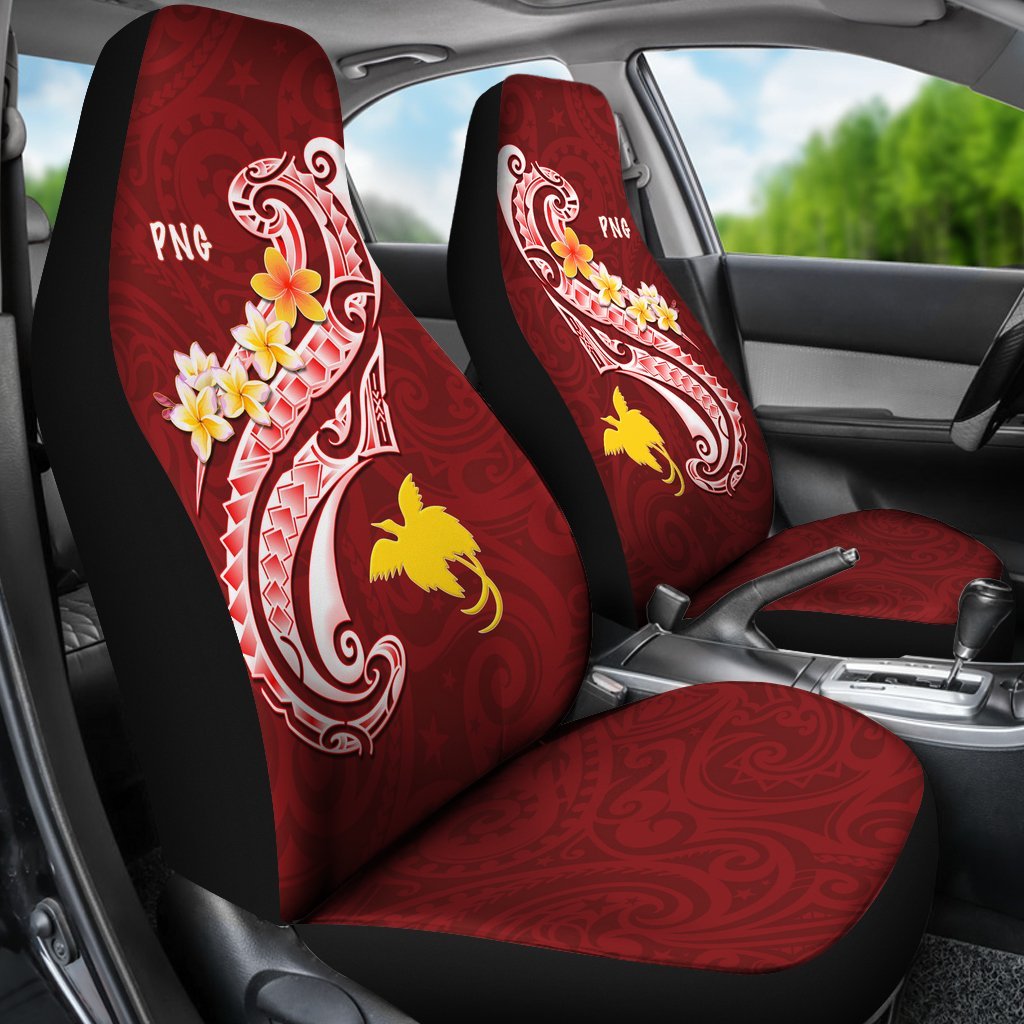 Papua New Guinea Car Saet Covers - PNG Seal Polynesian Patterns Plumeria - Polynesian Pride