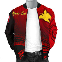 Papua New Guinea Custom Personalised Men's Bomber Jacket - Raggiana Bird of Paradise Polynesian Patterns - Polynesian Pride