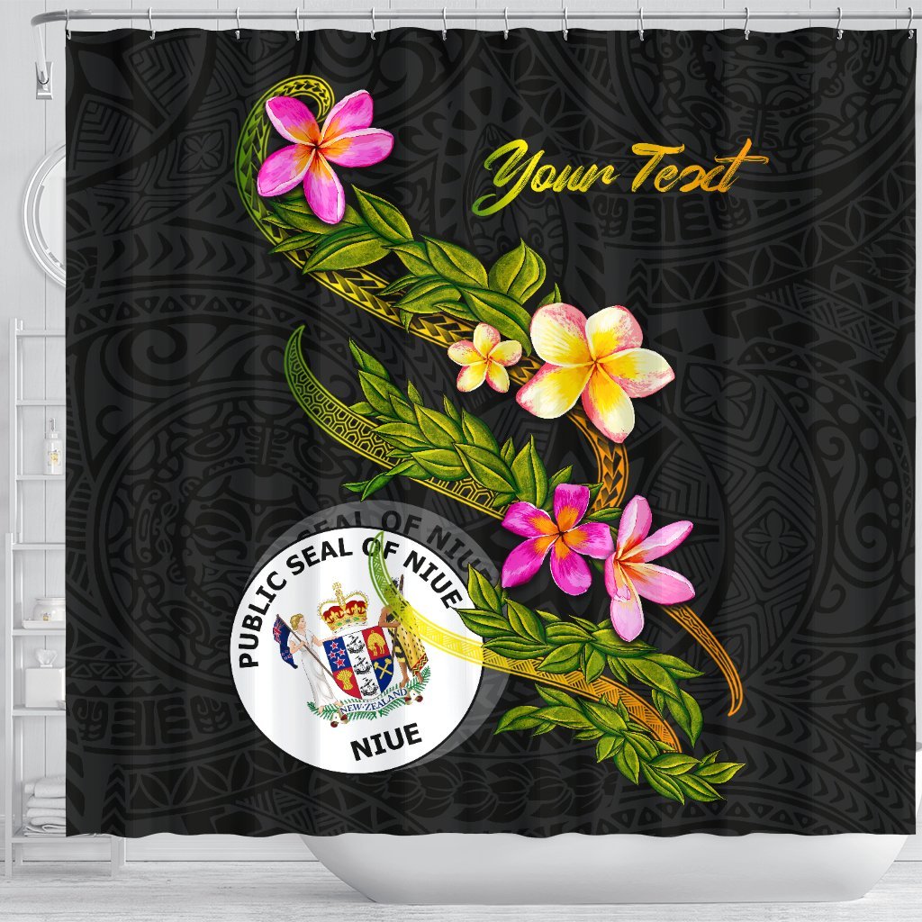 Niue Polynesian Custom Persona Shower Curtain - Plumeria Tribal - Polynesian Pride