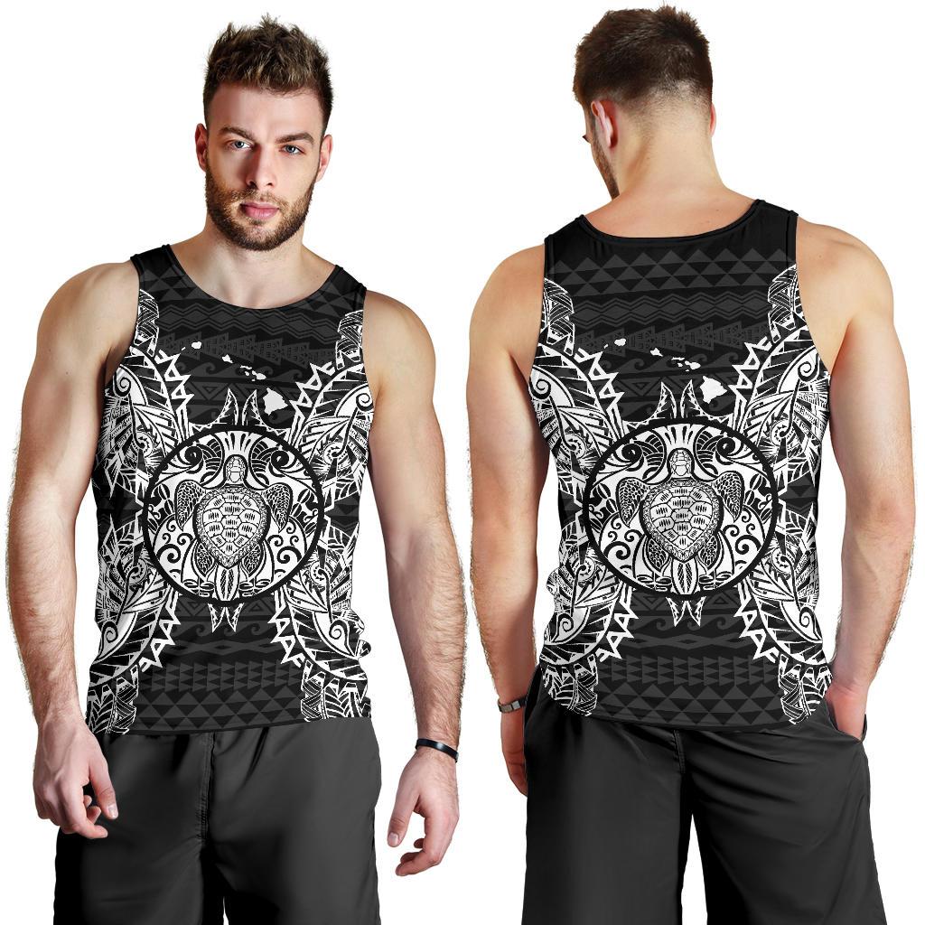 Hawaii Turtle Polynesian Men Tank Top Map Black - Polynesian Pride