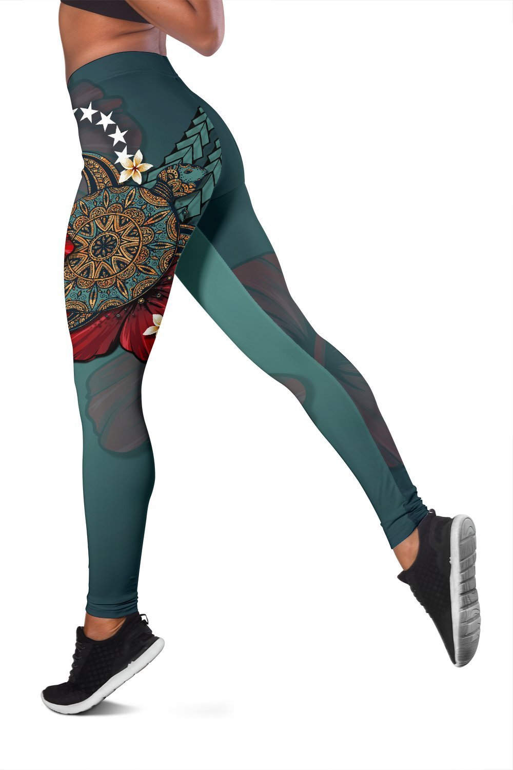 Cook Islands Leggings - Blue Turtle Tribal - Polynesian Pride
