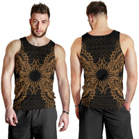 Marshall Islands Polynesian Men Tank Top Map Gold - Polynesian Pride