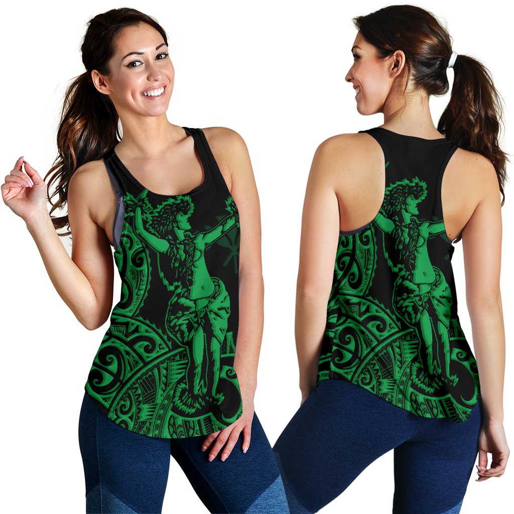 Polynesian Hawaii Women's Racerback Tank - Hula Girl Green Green - Polynesian Pride