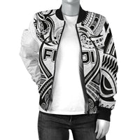 Fiji Rugby Women Bomber Jacket Polynesian Waves Style - Polynesian Pride