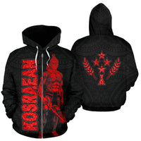Kosrae Zip up Hoodie Micronesia Kosraean Warrior Red Unisex Red - Polynesian Pride