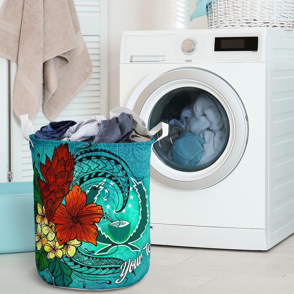 Pohnpei State Laundry Basket - Custom Personalised Tropical Flowers Style - Polynesian Pride