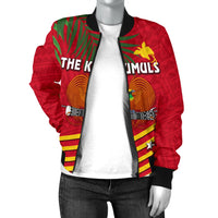 Papua New Guinea Rugby Women Bomber Jacket Coconut Leaves - The Kumuls - Polynesian Pride