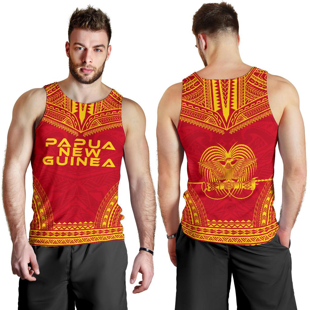 Papua New Guinea Men's Tank Top - Polynesian Chief Flag Version - Polynesian Pride
