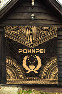 Pohnpei Premium Quilt - Pohnpie Flag Polynesian Chief Gold Version - Polynesian Pride