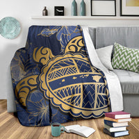 Hawaii Turtle Hibiscus Gold Premium Blanket - Kyn Style - Polynesian Pride