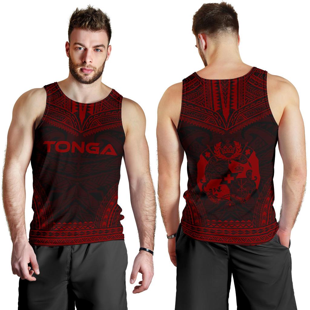 Tonga Men's Tank Top - Polynesian Chief Red Version - Polynesian Pride