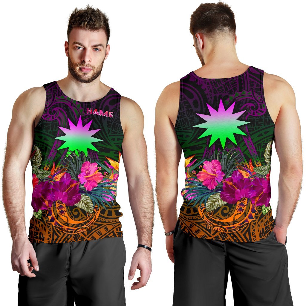 Nauru Personalised Men's Tank Top - Summer Hibiscus - Polynesian Pride