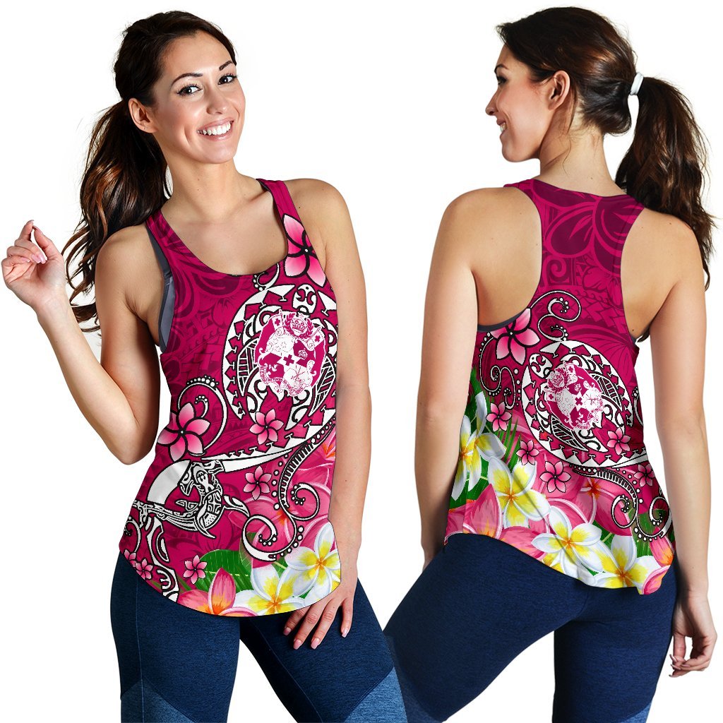 Tonga Women's Racerback Tank - Turtle Plumeria (Pink) - Polynesian Pride