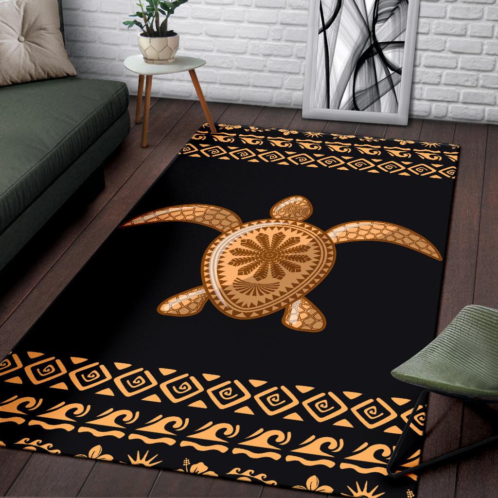 Golden Polynesian Turtle Area Rug - Polynesian Pride