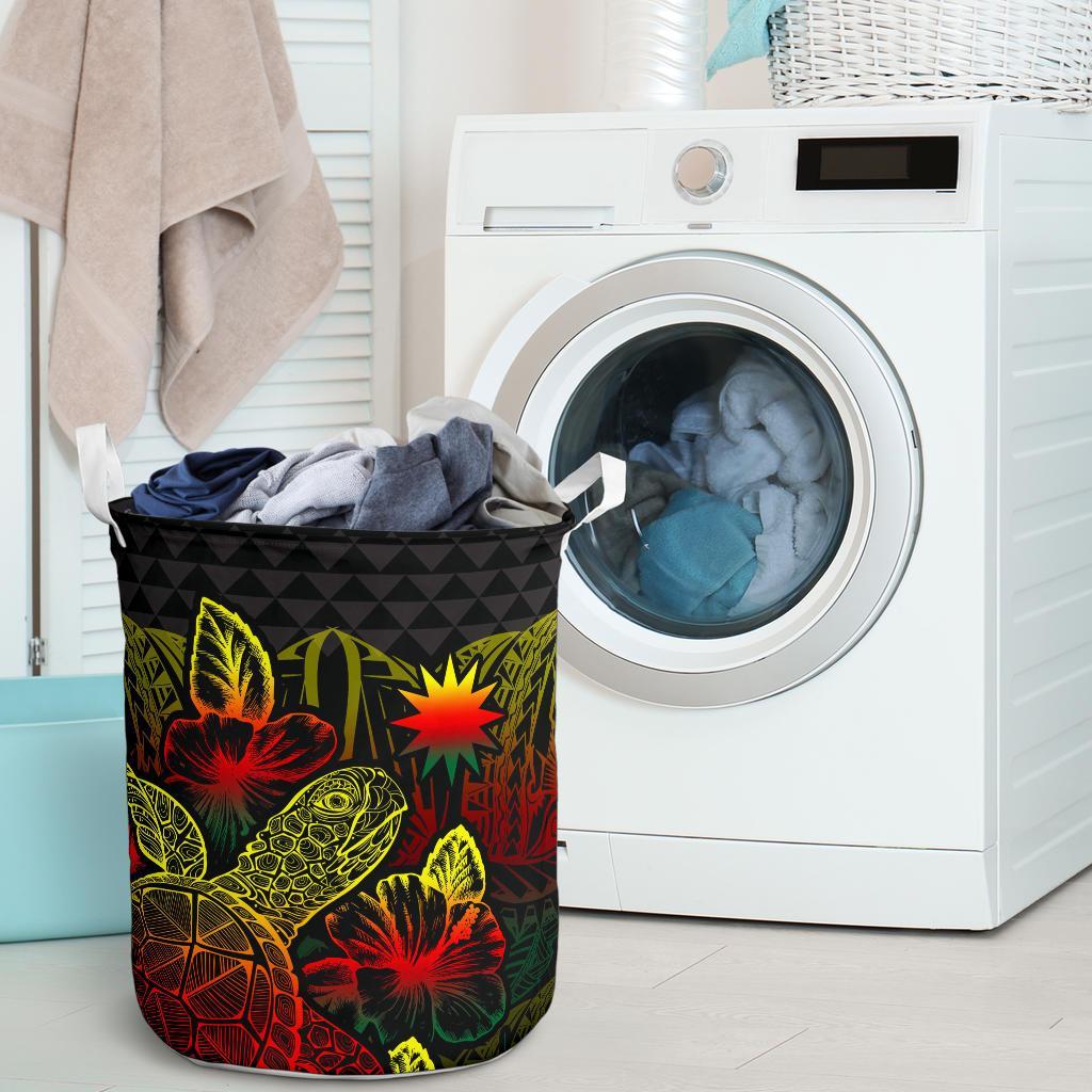 Nauru Laundry Basket - Polynesian Turtle Hibiscus Reggae - Polynesian Pride