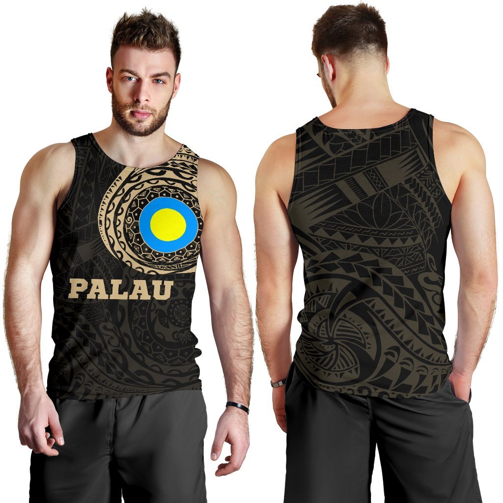 Palau Polynesian Tattoo Style Tank Top A7 Gold - Polynesian Pride
