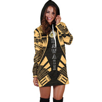 Hawaii Hoodie Dress - Polynesian Tattoo Gold - Polynesian Pride