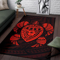 Hawaiian Map Turtle Ohana Hibiscus Kakau Polynesian Rug AH - Polynesian Pride