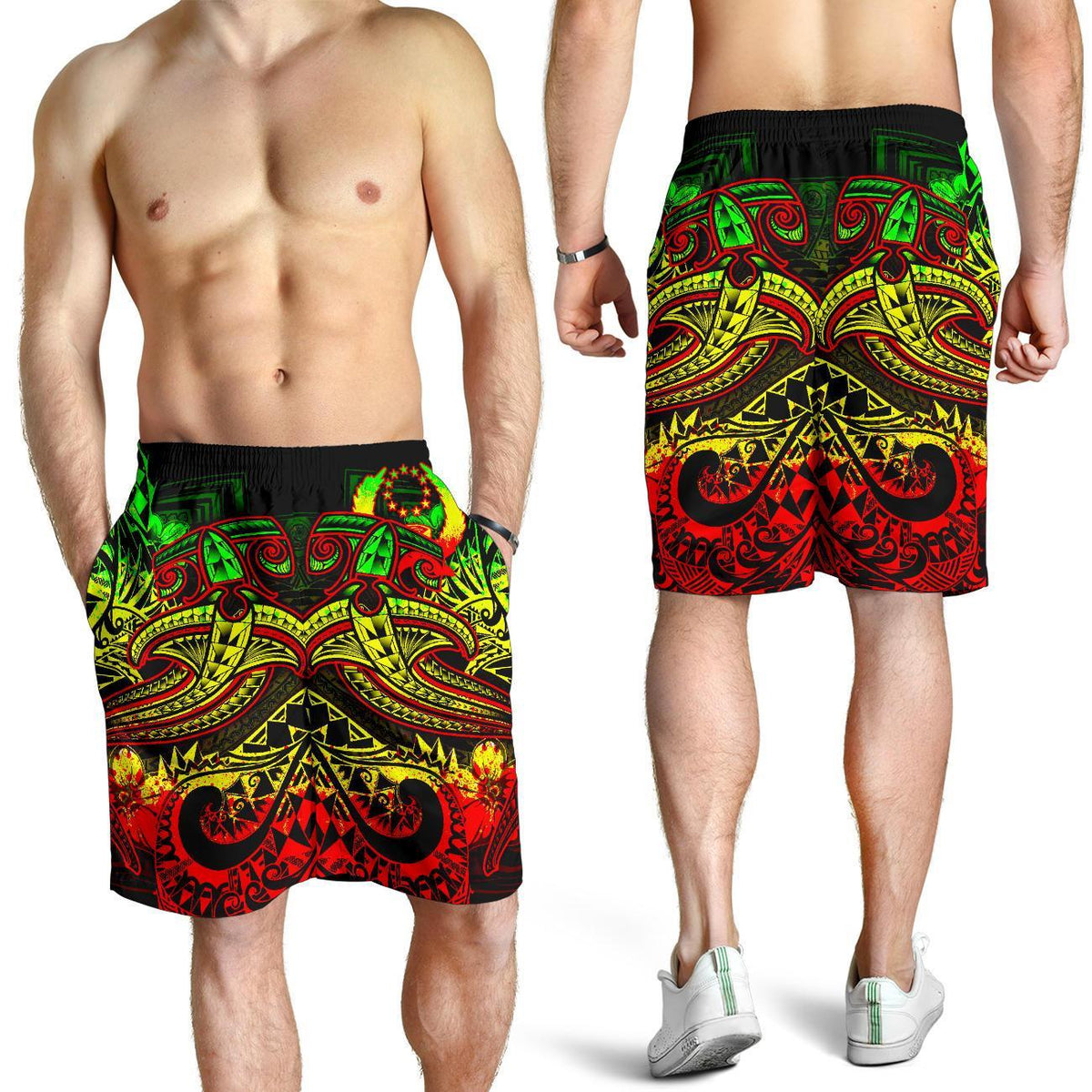 Pohnpei Men's Shorts - Reggae Shark Polynesian Tattoo - Polynesian Pride