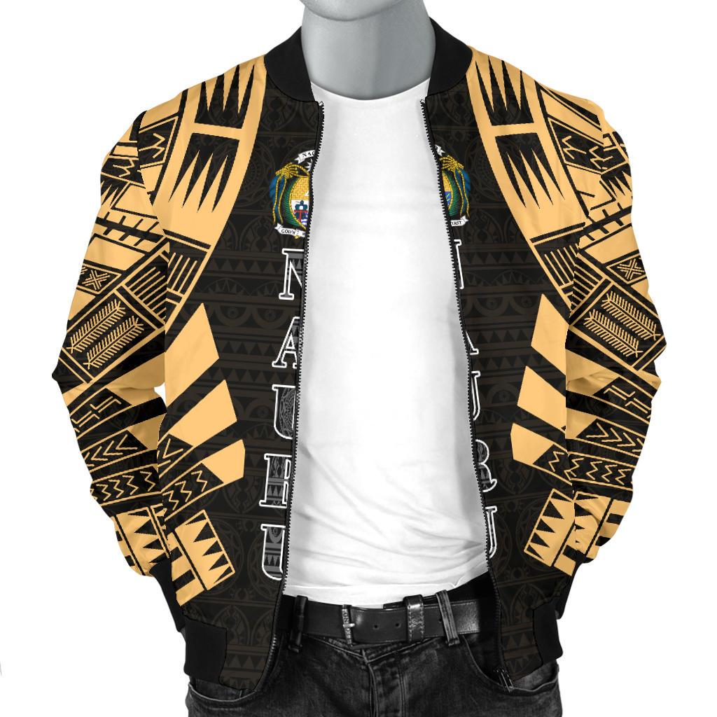 Nauru Men Bomber Jackets - Polynesian Tattoo Gold - Polynesian Pride
