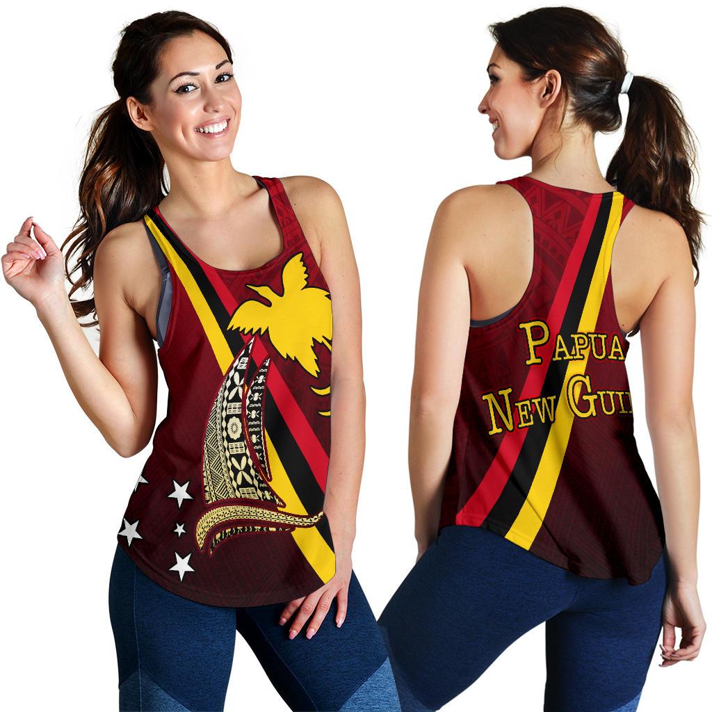 Papua New Guinea Women Racerback Tank - Sailing Style RED - Polynesian Pride