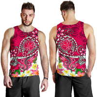 Hawaii Men's Tank Top - Turtle Plumeria Polynesian Tattoo Pink Color Pink - Polynesian Pride