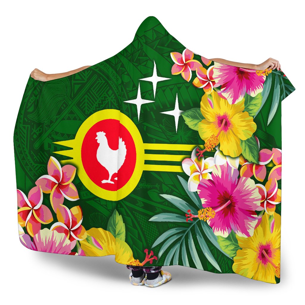 American Samoa Hooded Blanket - Manu'atele Hibiscus Flag - Polynesian Pride