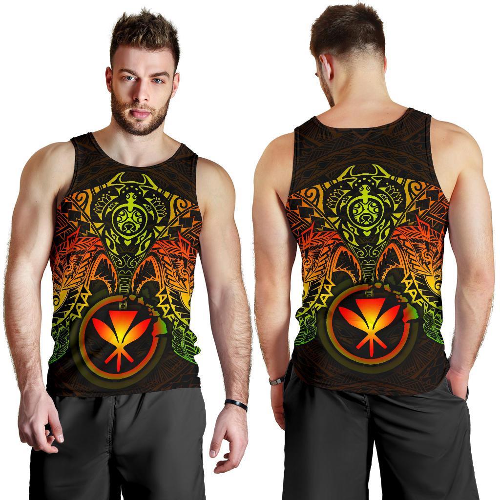 Polynesian Hawaii Men's Tank Top - Reggae Turtle Manta Ray RED - Polynesian Pride