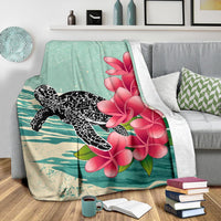 Hawaii Premium Blanket - Hawaii Turtles With Plumeria Classic Premium Blanket - Polynesian Pride