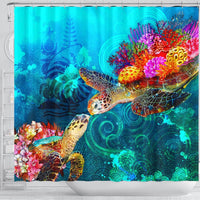 New Caledonia Shower Curtain - Sea Turtle Coral Treasure - Polynesian Pride