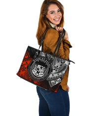 Polynesian Hawaii Large Leather Tote Bag - Vintage Polynesian Style - Polynesian Pride