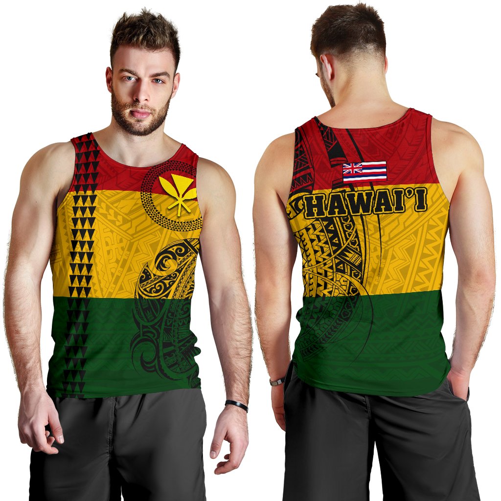 Hawaii Kanaka Flag Polynesian Men's Tank Top Red - Polynesian Pride