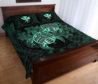 Hawaii Quilt Bed Set - Turtle Strong Pattern Hibiscus Plumeria Turquoise AH - Polynesian Pride
