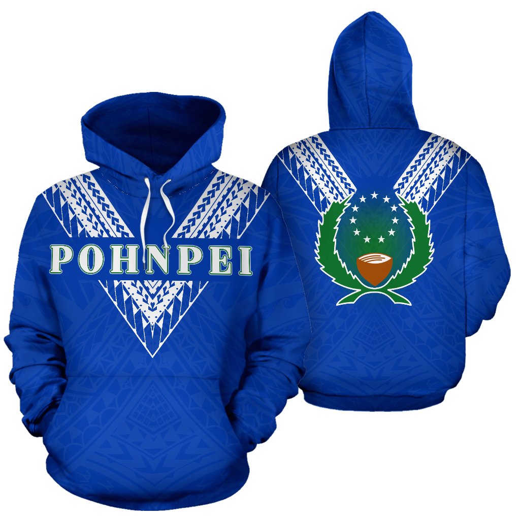 Pohnpei All Over Hoodie Blue Sailor Style Unisex Blue - Polynesian Pride