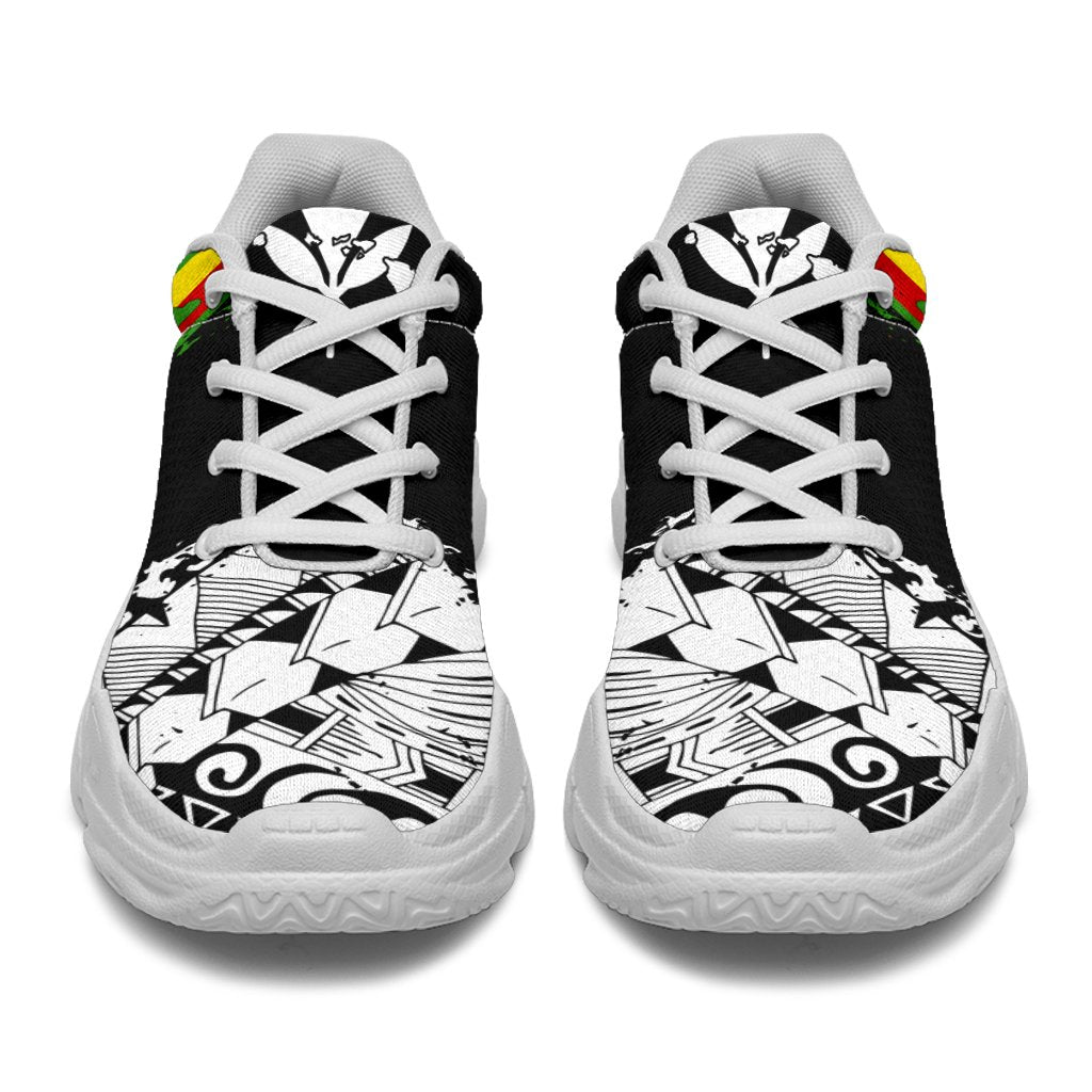 Polynesian Kanaka Flag Chunky Sneakers - Nora Style - White - Polynesian Pride