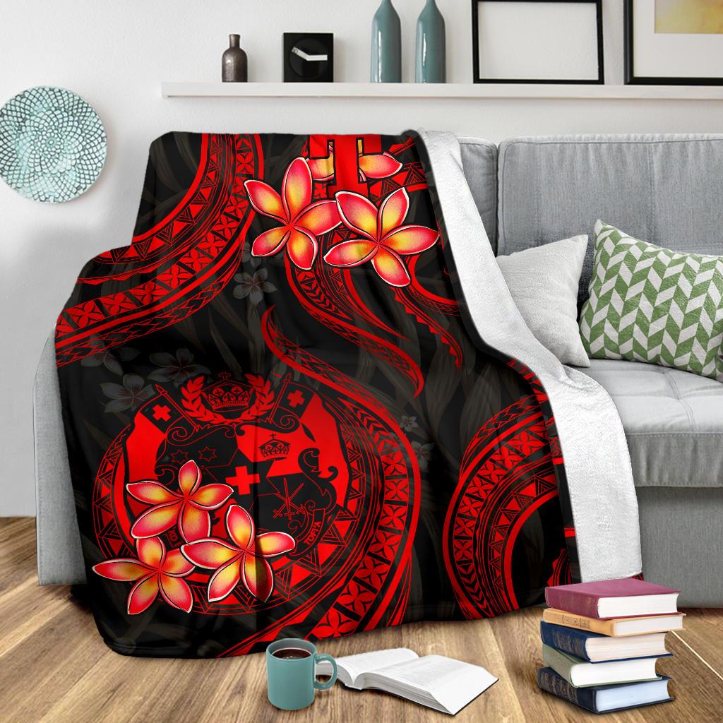Tonga Polynesian Premium Blanket - Red Plumeria - Polynesian Pride