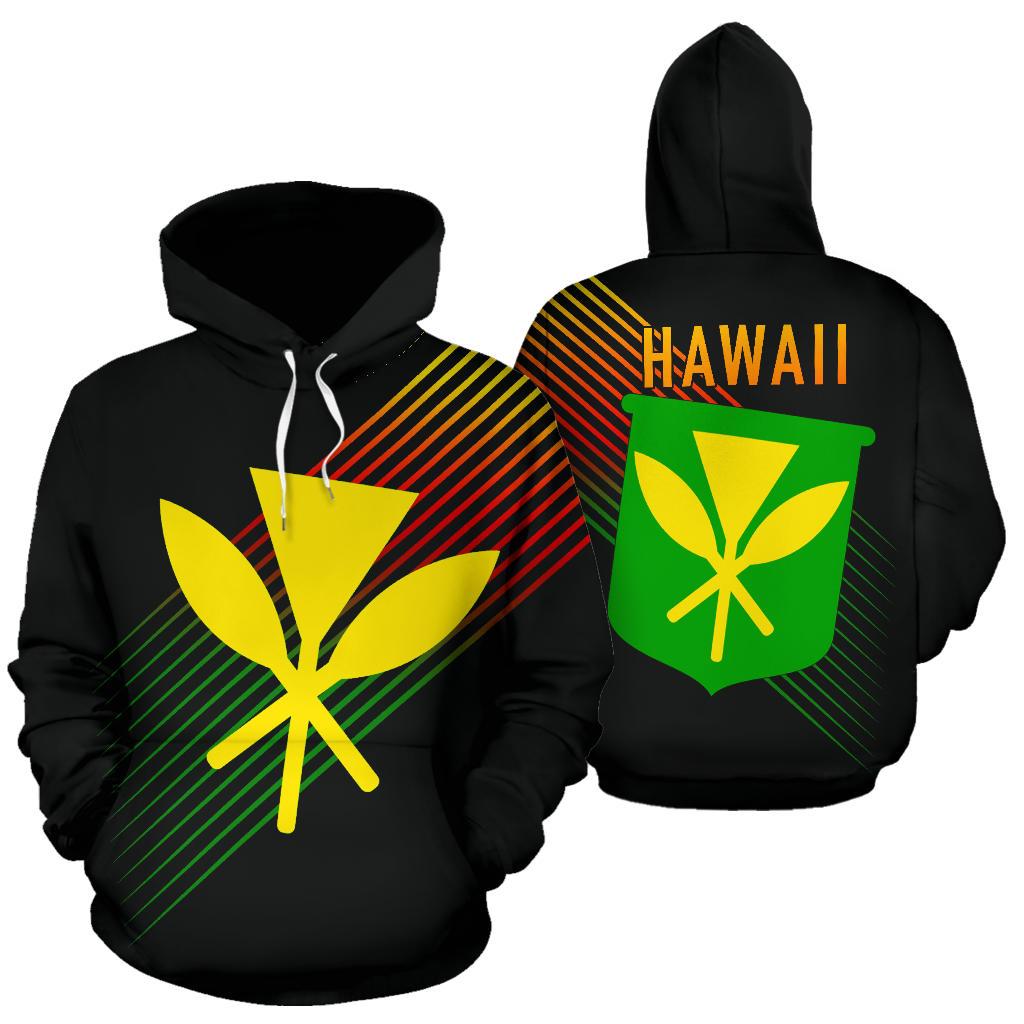 Hawaii Kanaka Flag Hoodie Center Style Unisex White - Polynesian Pride