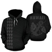 Polynesian Kakau Anchor Hibiscus Hawaii Hoodie Grey Unisex Grey - Polynesian Pride