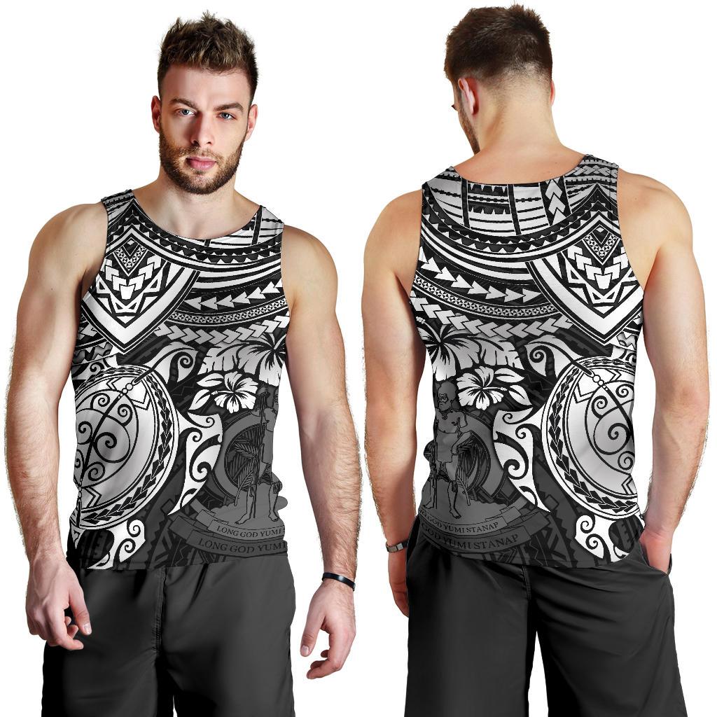 Vanuatu Polynesian Men's Tank Top - White Turtle - Polynesian Pride